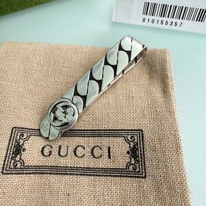 Gucci 678646 Money Clip Interlocking G Logo Silver NWT